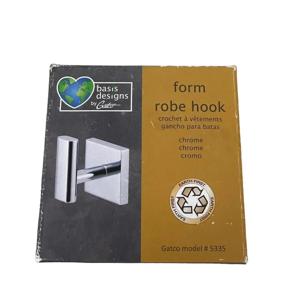 Gatco Basic Designs Form Robe Hook New In Box Model #5335 Silver Modern Simple